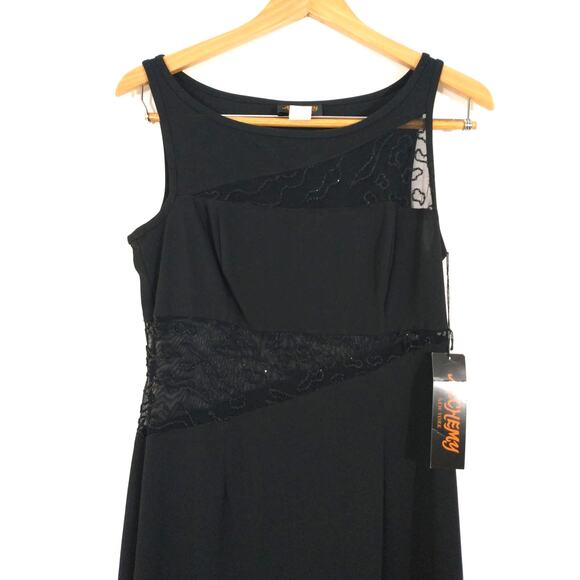 Vintage Alchemy NY Y2K Black Mesh Cutout Maxi Dress Size 12 NWT Goth Grunge 90s - Picture 2 of 11